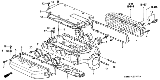 2001 Acura CL 2 Door PREM (NAVIGATION) KL 5AT Intake Manifold Diagram