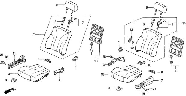 1997 Acura TL 4 Door BAS2.5 KA 4AT Front Seat Diagram