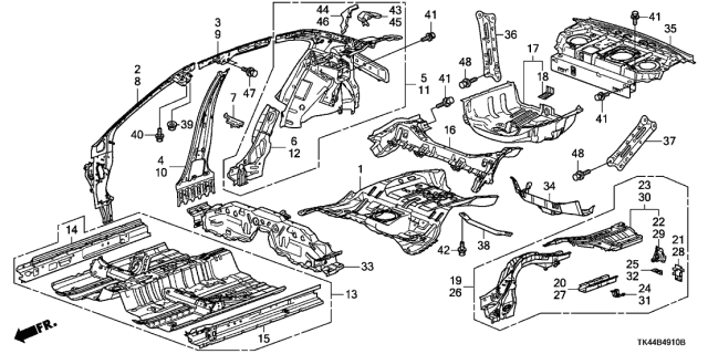 2012 Acura TL 4 Door TECH (SHAWD) KA 6MT Floor - Inner Panel Diagram