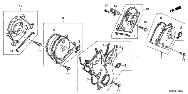 2008 Acura TL Front Timing Belt Back Cover Plate Assembly Diagram for 11860-RCA-A00