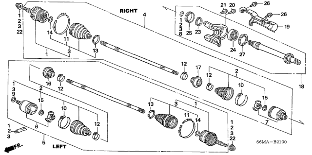 2006 Acura RSX Driveshaft - Half Shaft Diagram