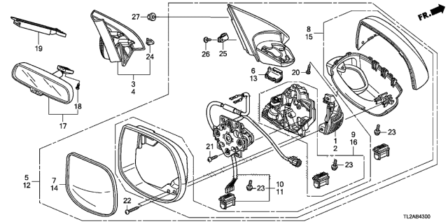 2013 Acura TSX Driver Side Door Mirror Assembly (Milano Red) (Coo) (R.C.) (Heated) Diagram for 76250-TL0-315ZM