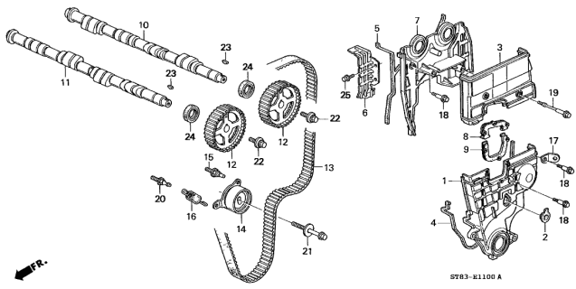 1998 Acura Integra Timing Belt Adjuster Spring Diagram for 14516-PR4-A00