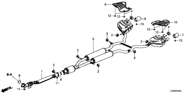 2021 Acura RDX Exhaust Pipe A Assembly Diagram for 18200-TJB-A02