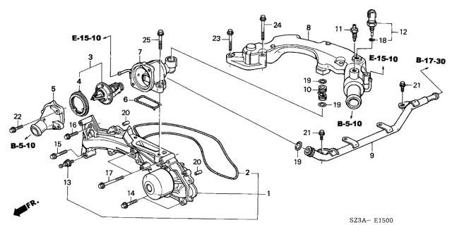 2004 Acura RL Passage, Water Diagram for 19410-P5A-A00