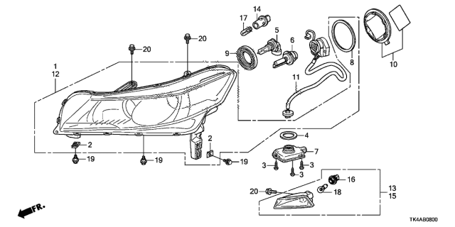 2013 Acura TL 4 Door TECH (SHAWD) KA 6MT Headlight Diagram