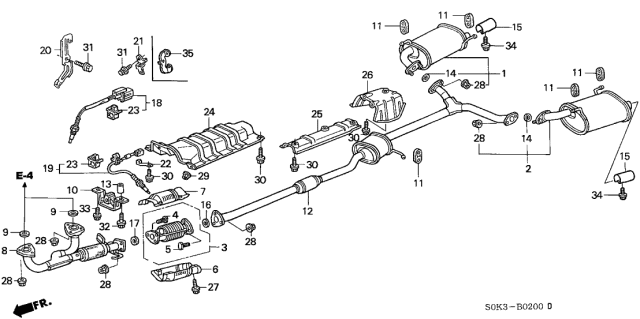 2001 Acura TL Exhaust Pipe Diagram