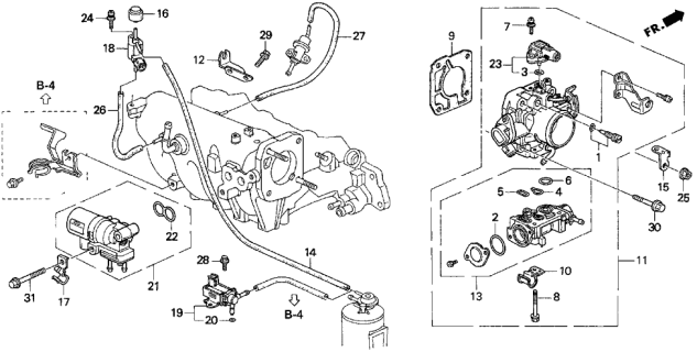 1994 Acura Integra Throttle Body Gasket (Nippon Leakless) Diagram for 16176-P30-004