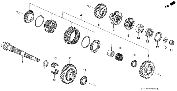 1995 Acura Integra 3 Door LS KA 5MT MT Countershaft Diagram