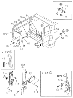 1998 Acura SLX Tailgate Handle Diagram