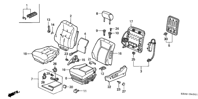 1999 Acura RL Cover, Driver Side Center (Quartz Gray) Diagram for 81515-SZ3-A10ZD