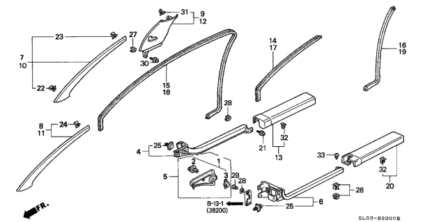 2000 Acura NSX Pillar Garnish Diagram