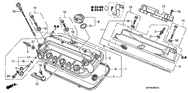 2007 Acura TL 4 Door BASE KA 5AT Cylinder Head Cover Diagram
