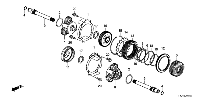 2020 Acura RLX 4 Door ADV (SH-AWD (HYBRID)) KA DCT Rear Differential Components Diagram 1