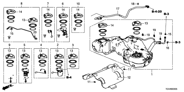 2021 Acura TLX 4 Door ADV KA XAT Fuel Tank Diagram