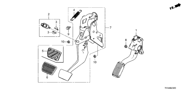 2022 Acura MDX Pedal Assembly , Brake Diagram for 46600-TYA-A81