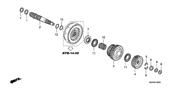 2007 Acura TL 4 Door BASE (NAVIGATION) KA 5AT AT Third Shaft Diagram