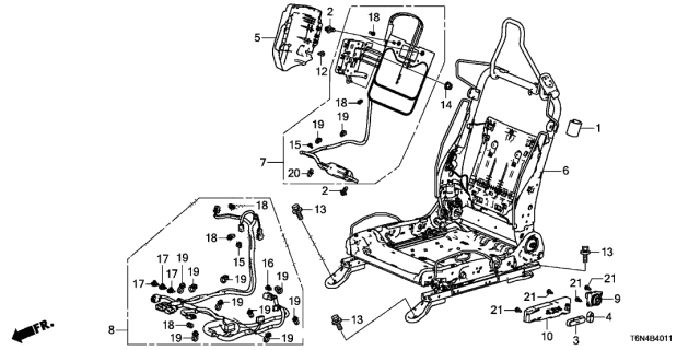 2021 Acura NSX Seat Components (4Way Power Seat) Diagram 1