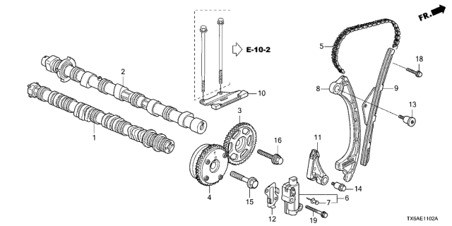 2021 Acura ILX 4 Door 24TECH (A-SPEC) KA DCT Camshaft - Cam Chain Diagram