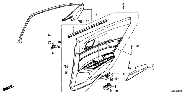 2021 Acura ILX Rear Door Lining Diagram