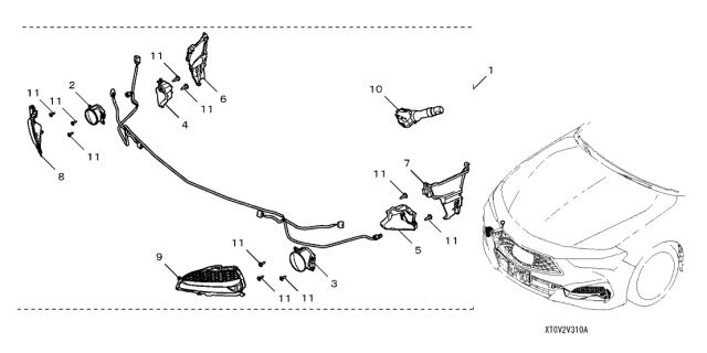 2021 Acura TLX Right Front Fog Light Lamp Assembly Diagram for 33900-TEY-Y01