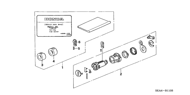 2005 Acura TSX 4 Door TSX (NAVIGATION) KA 6MT Key Cylinder Kit Diagram