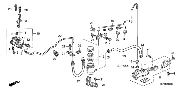 2004 Acura TL Clutch Slave Cylinder Assembly Diagram for 46930-S3M-A01