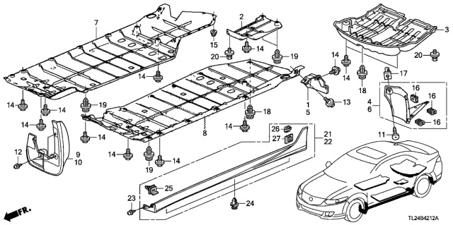 2011 Acura TSX Right Front *N700M* Splash Guard Diagram for 75800-TL2-C01ZP