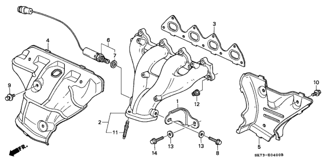 1991 Acura Integra Stay, Exhaust Manifold Diagram for 11942-PR4-A00