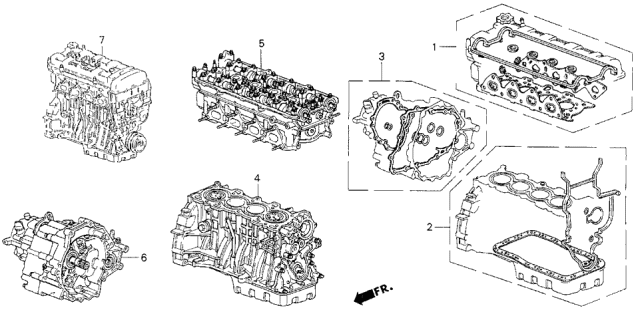 1993 Acura Integra Gasket Kit - Engine Assy. - Transmission Assy. Diagram