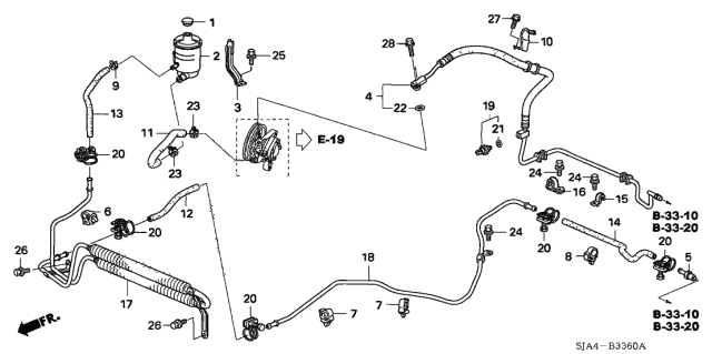 2007 Acura RL Power Steering Pressure Feed Hose Diagram for 53713-SJA-A04