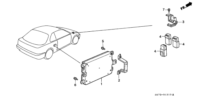 1993 Acura Integra 3 Door GSL (LEATHER) KA 4AT ABS Control Unit Diagram