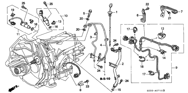 2000 Acura RL 4 Door RL (NAVIGATION) KA 4AT AT Oil Level Gauge - Harness Diagram