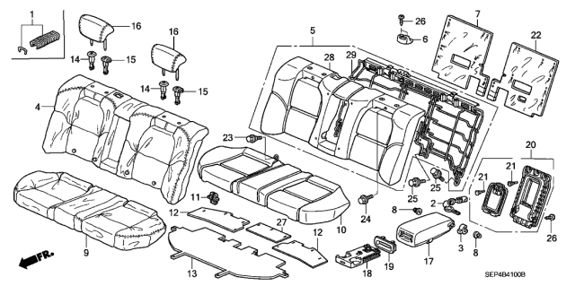 2005 Acura TL Rear Seat Diagram