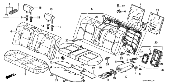 2006 Acura TL Rear Seat Cushion Cover (Light Tan) (Leather) Diagram for 82131-SEP-A01ZC