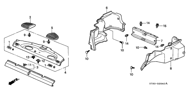 1999 Acura Integra 4 Door GS (LEATHER) KA 4AT Trunk Garnish Diagram