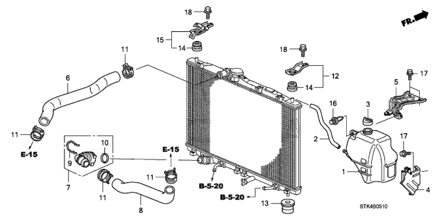 2007 Acura RDX Radiator Hose - Reserve Tank Diagram