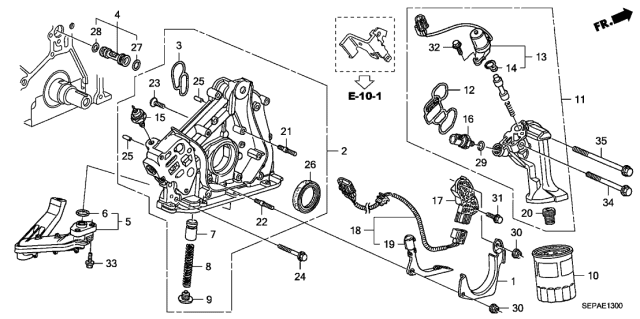 2008 Acura TL 4 Door BASE (NAVIGATION) KA 5AT Oil Pump Diagram