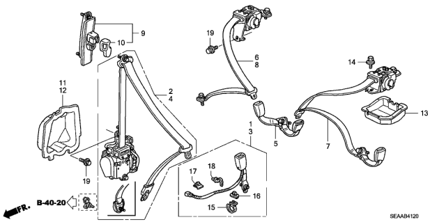 2008 Acura TSX Seat Belts Diagram