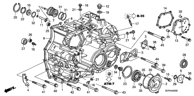 2008 Acura TL AT Transmission Case Diagram