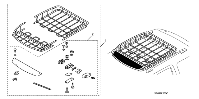 2020 Acura MDX Roof Basket Diagram