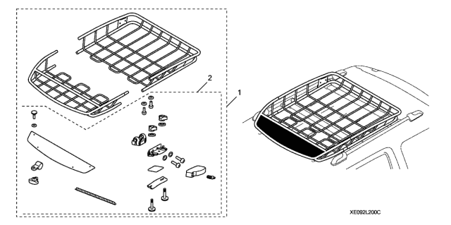 2017 Acura MDX 5 Door ADV (ENT/E.LIBERTY) KA 9AT Roof Basket Diagram