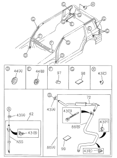 1998 Acura SLX Clip, Drain Hose Sunroof Diagram for 8-94279-939-0