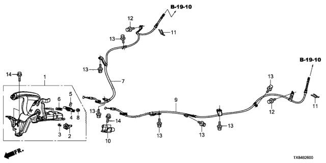 2014 Acura ILX Hybrid Wire B, Driver Side Parking Brake (Disk) Diagram for 47560-TX8-A02