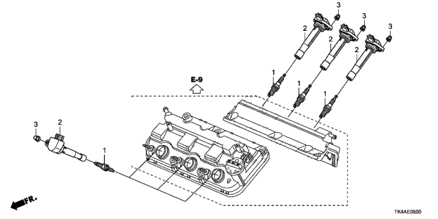 2014 Acura TL 4 Door SE (3.5) KA 6AT Plug Hole Coil - Plug Diagram
