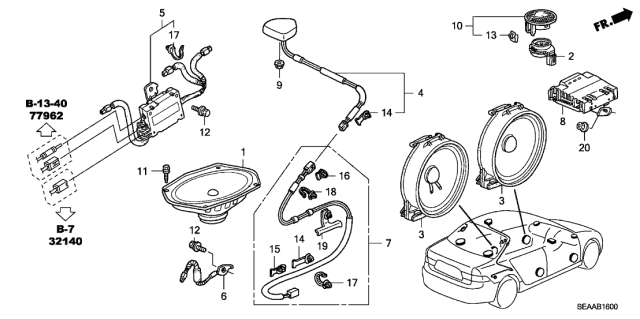 2008 Acura TSX 4 Door TSX (NAVIGATION) KA 6MT Radio Antenna - Speaker Diagram