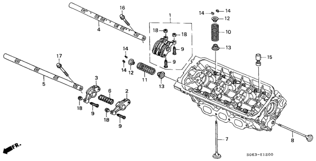 2003 Acura TL 4 Door TL KA 5AT Valve - Rocker Arm (Front) Diagram