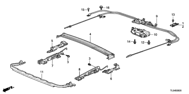 2011 Acura TSX Sunroof Moon Roof-Motor Diagram for 70450-TL0-G22