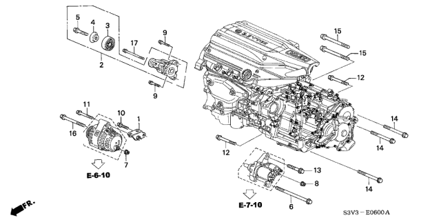 2001 Acura MDX Serpentine Belt Tensioner Diagram for 31170-PGK-A02