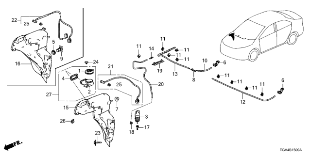 2021 Acura TLX Clip, Washer Tube Diagram for 76846-TGV-A01